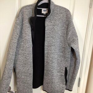 Old Navy Men's Fleece Light Gray Jacket Size XL Unisex Full Zip Closure